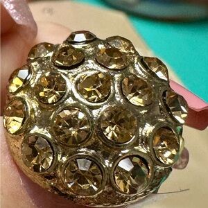 Unique dome stretch ring gold tone with gems